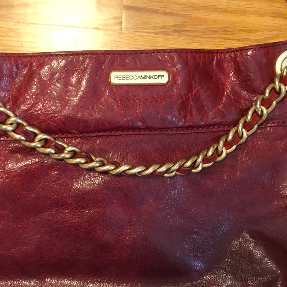 Rebecca Minkoff Swing Double Chain strap red burgundy - Picture 2 of 4